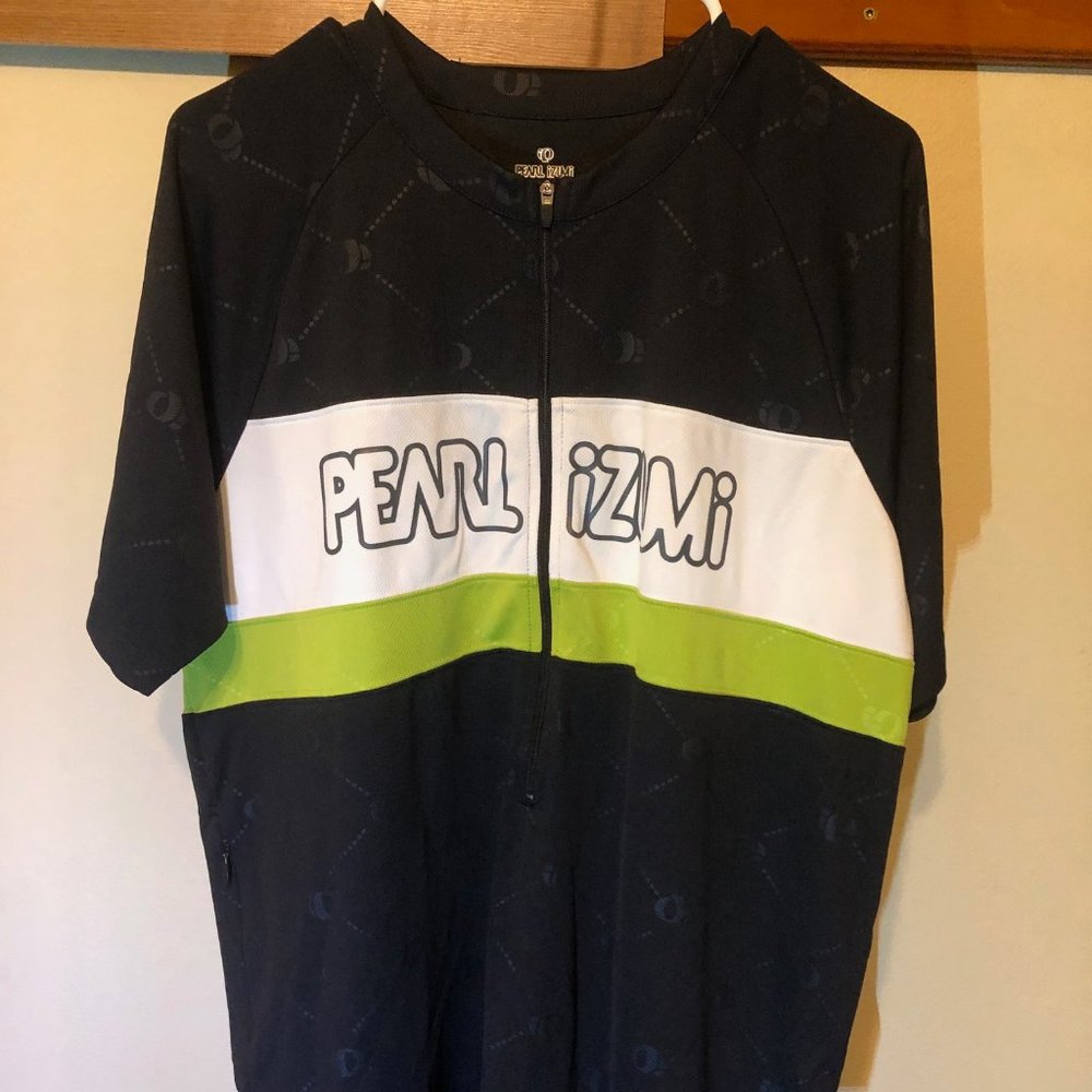 Pearl Izumi Black w/Neon Green Short Sleeve Half Zip Cycling Jersey Large